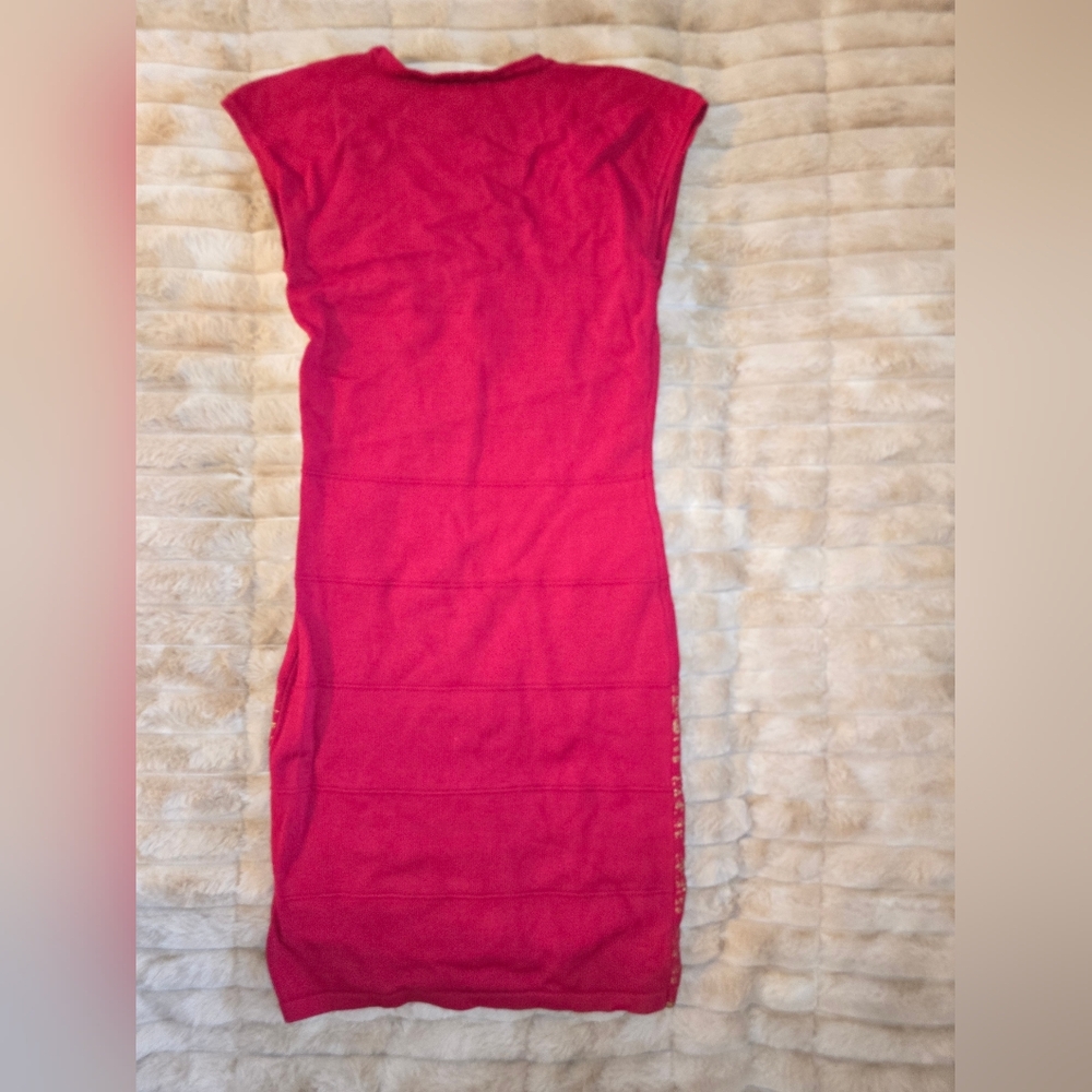 XOXO Red with Gold Accent Knit Midi Dress - Picture 2 of 2
